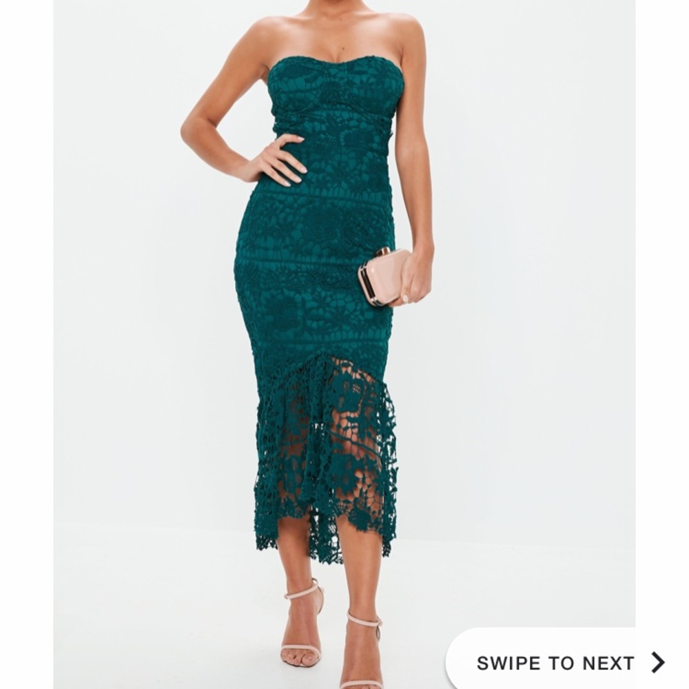Missguided padded cup midi lace fishtail dress
